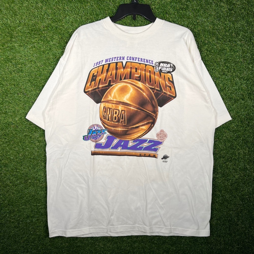 Vintage 1997 Utah Jazz Western Conference Champions NBAβ Finals Shirt XXL White